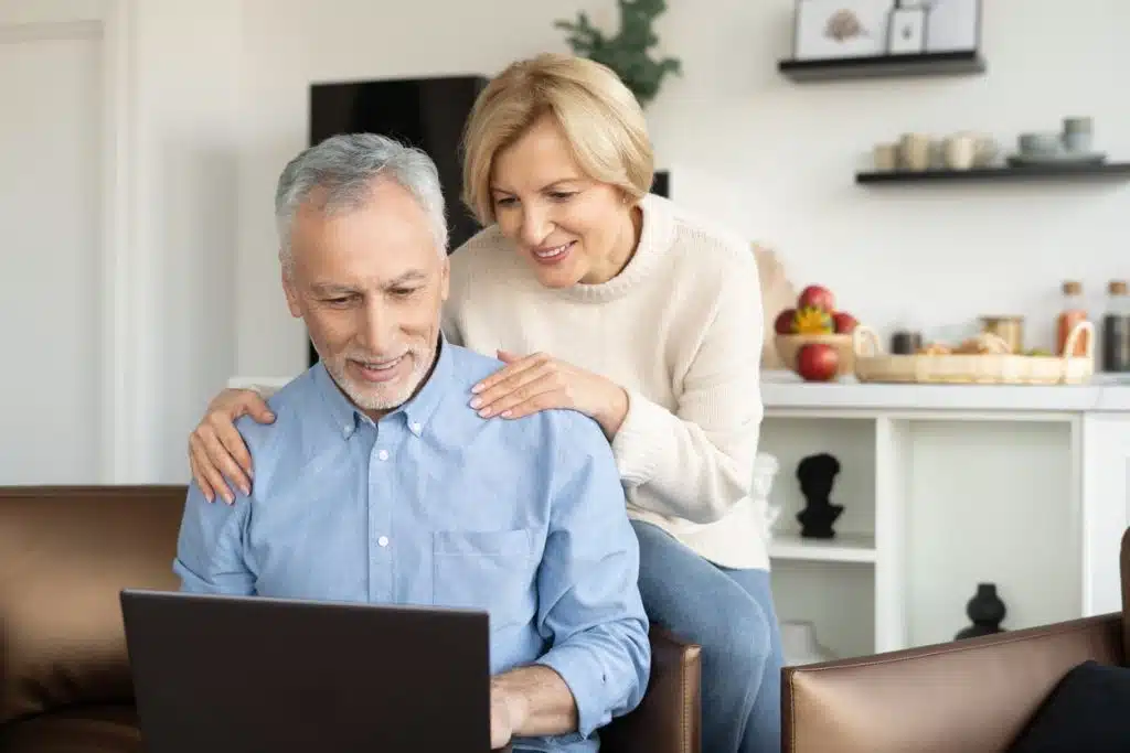 Couple researching Medicare options